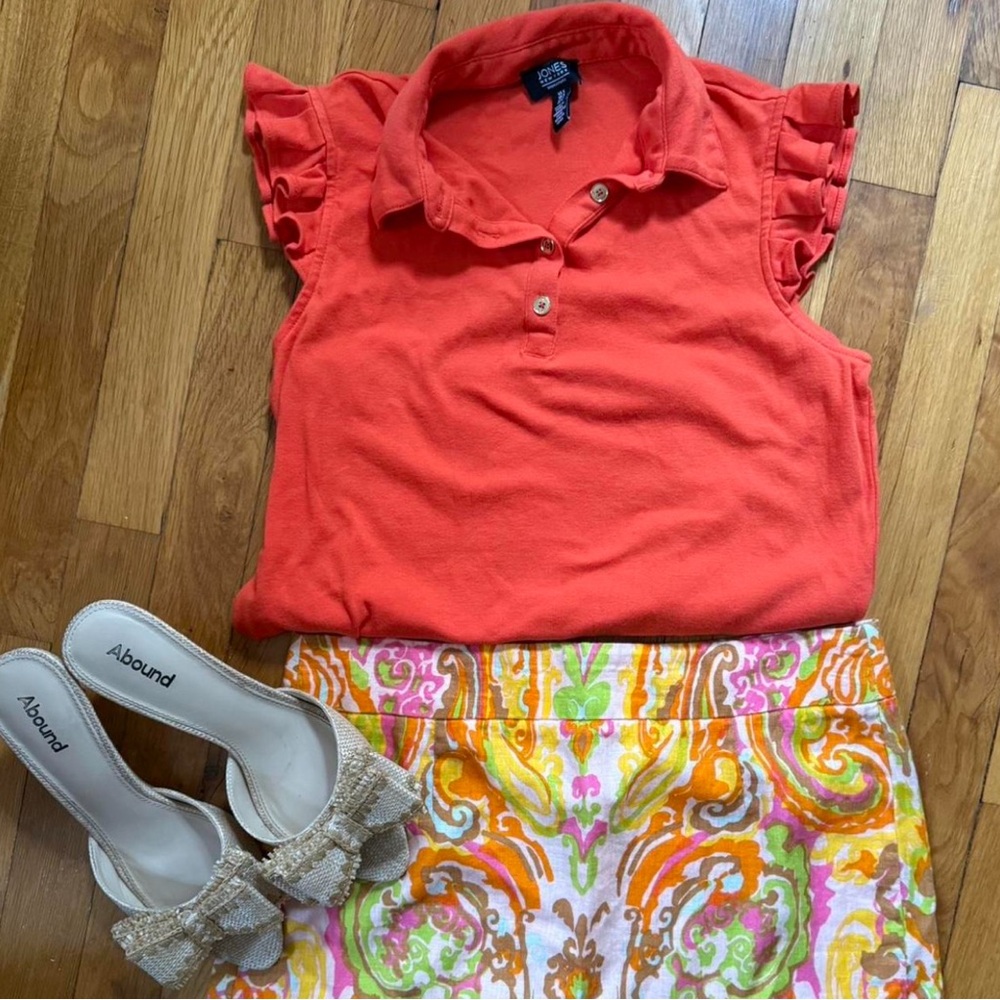 J. Crew Multicolor Paisley Preppy Linen Skirt